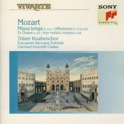 Missa longa / Offertories / Te Deum / Ave verum corpus by Mozart; Tölzer Knabenchor, European Baroque Soloists, Gerhard Schmidt‐Gaden